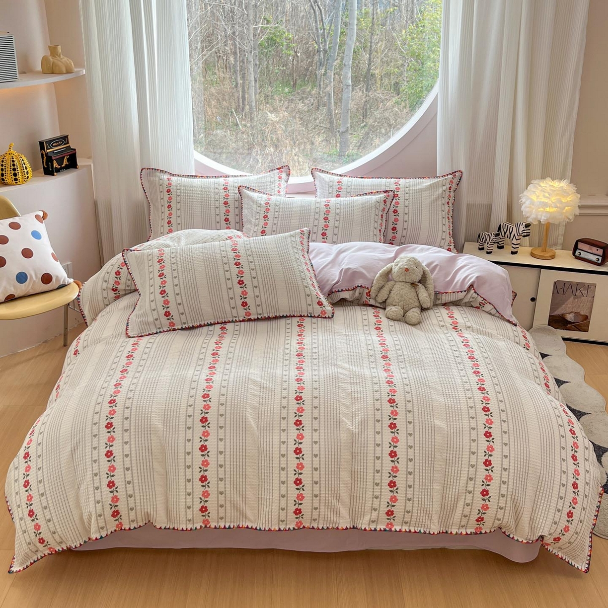 91家纺网 家纺一手货源 找家纺 涵宸家纺 2026新款全棉华夫格贝壳边四件套 洛芙琳