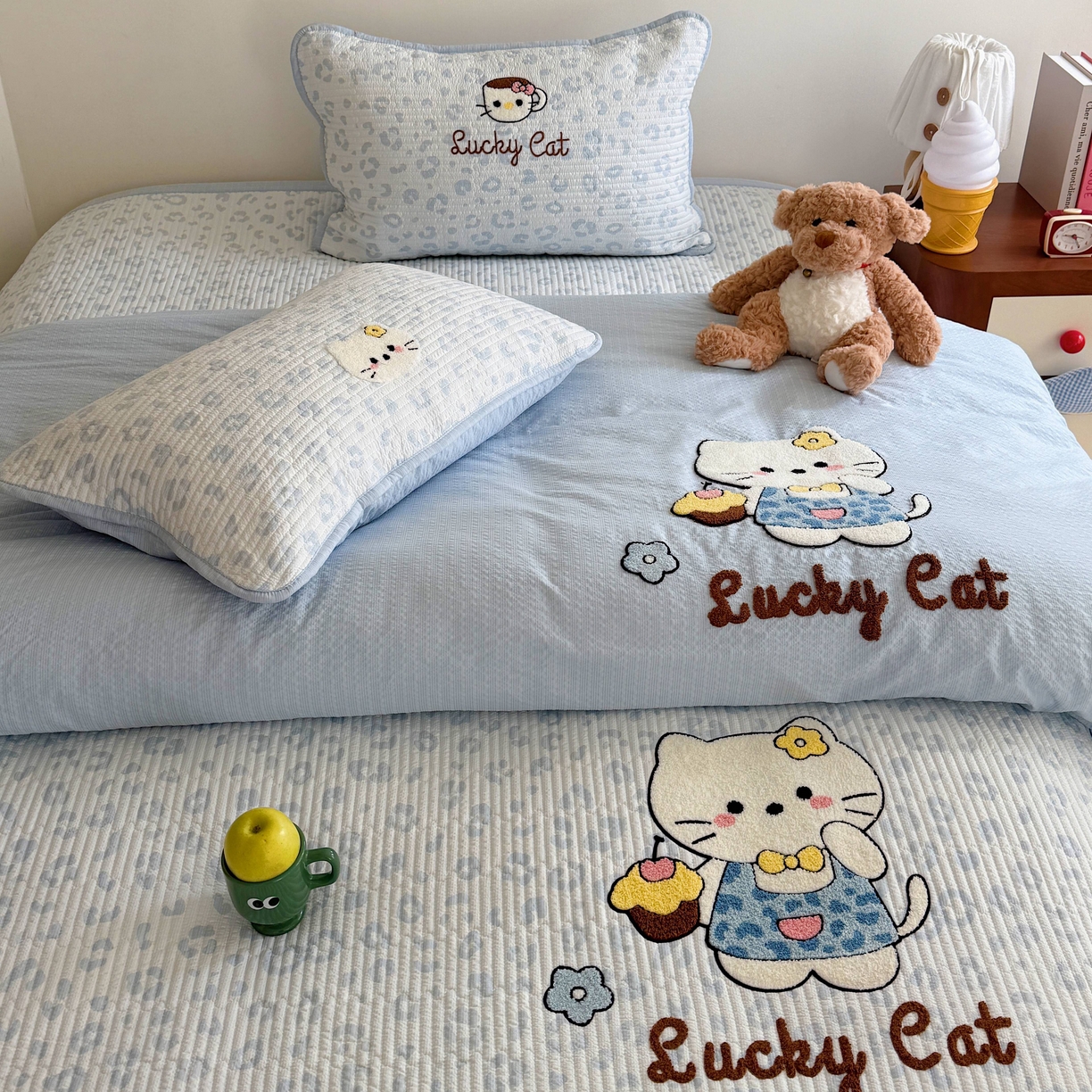 91家纺网 家纺一手货源 找家纺 顾里家纺 2026新款ins韩风床盖单品床盖单件三件套被套四件套 豹纹喵喵