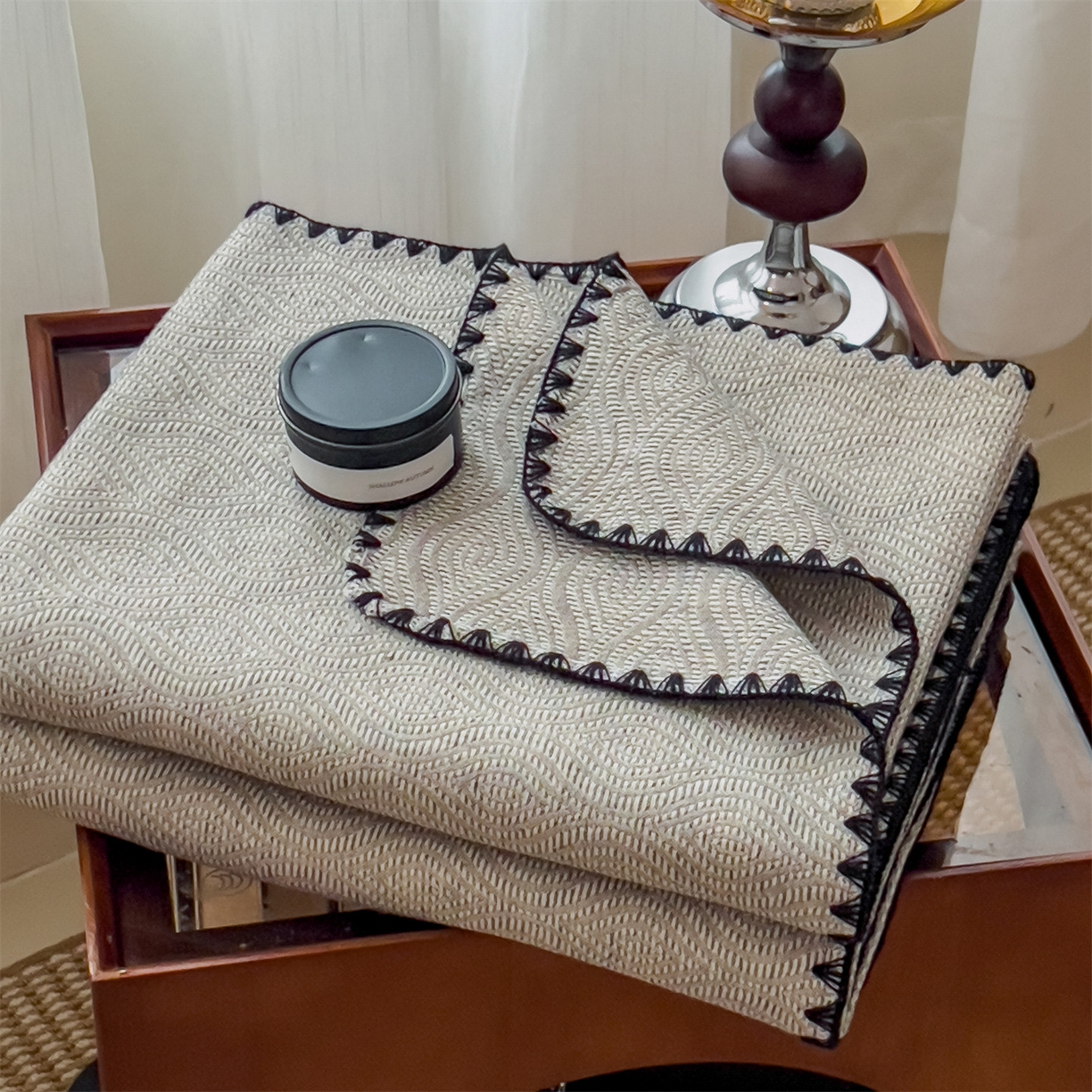 91家纺网 家纺一手货源 找家纺 云恋家纺 2026新款A类全棉四层纱三角针纱布毯全棉学生午睡被薄款床单沙发盖毯办公室披肩毯 晕染灰