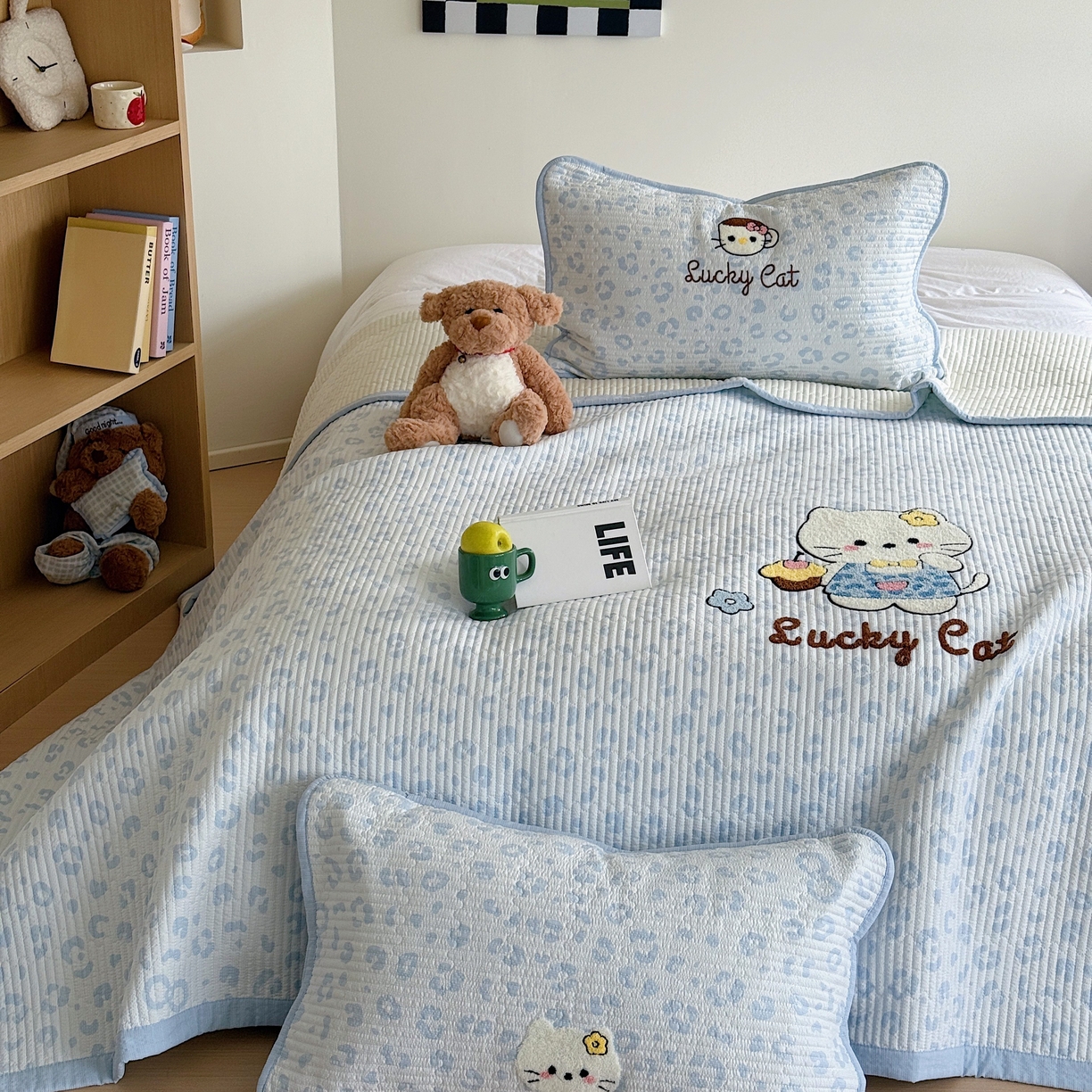 91家纺网 家纺一手货源 找家纺 顾里家纺 2026新款ins韩风床盖单品床盖单件三件套被套四件套 豹纹喵喵