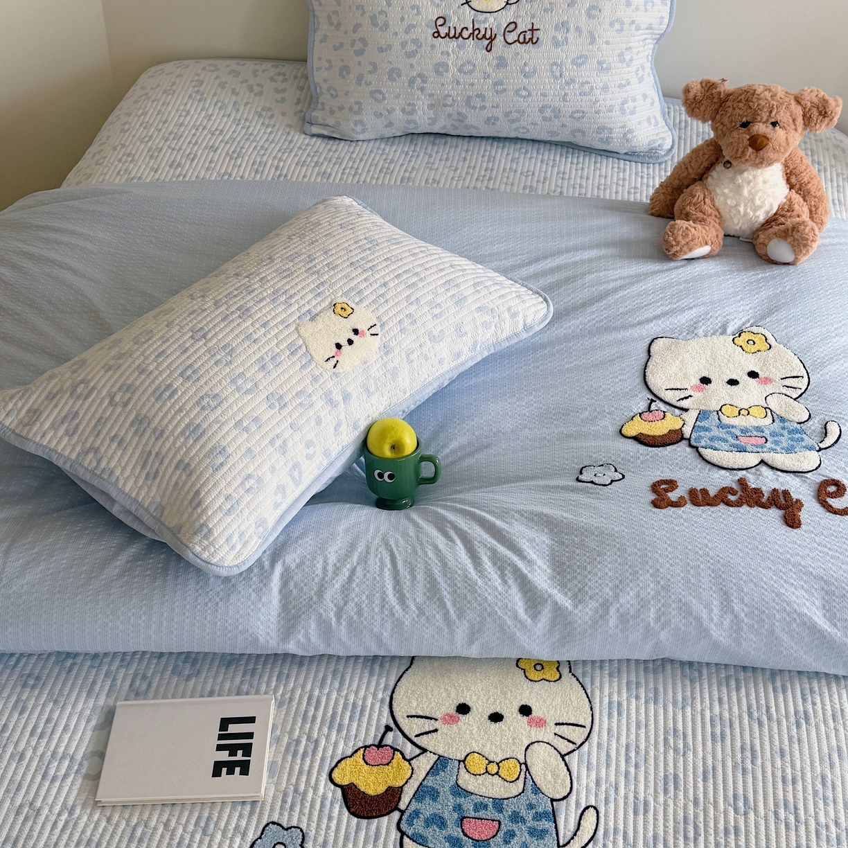 91家纺网 家纺一手货源 找家纺 顾里家纺 2026新款ins韩风床盖单品床盖单件三件套被套四件套 豹纹喵喵