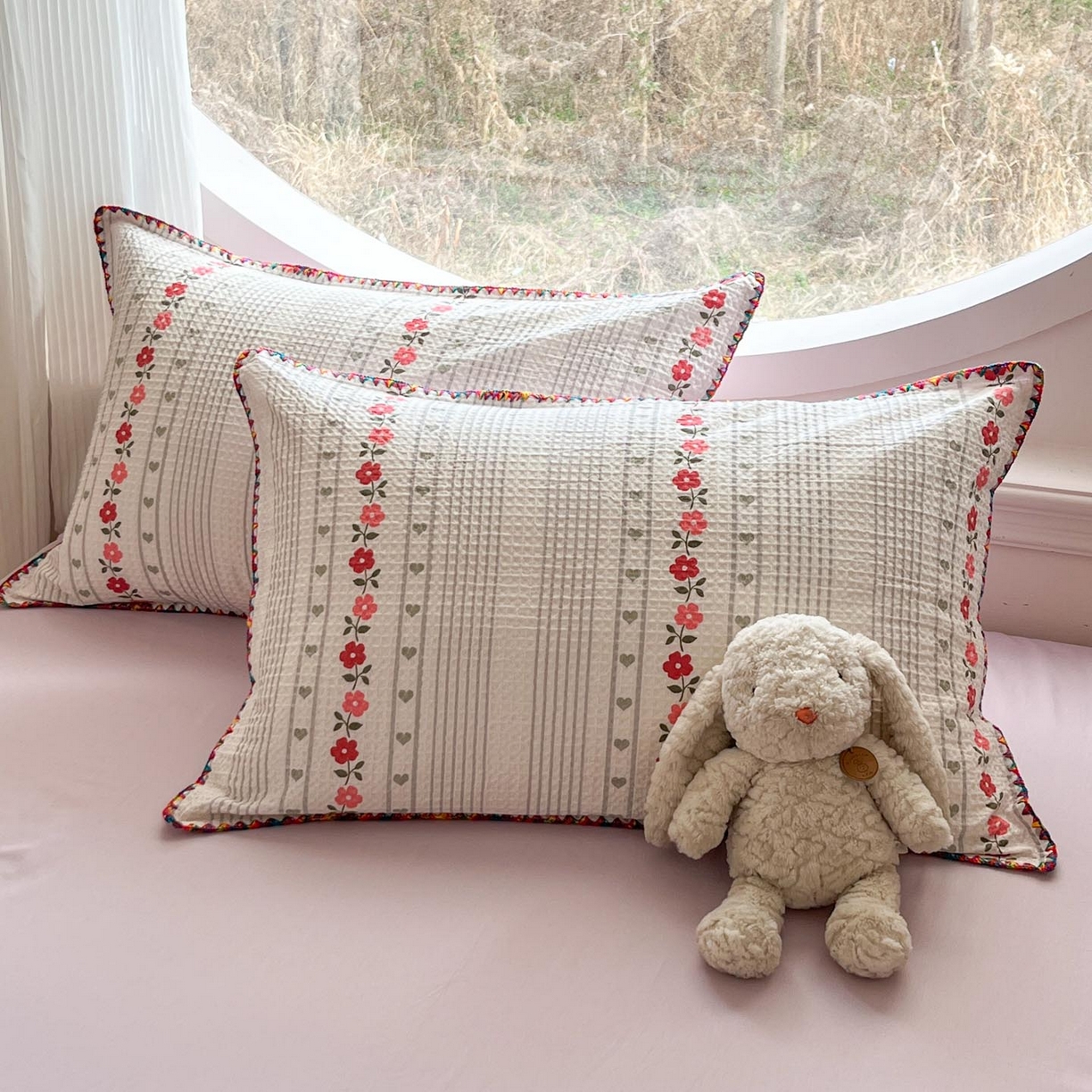 91家纺网 家纺一手货源 找家纺 涵宸家纺 2026新款全棉华夫格贝壳边四件套 洛芙琳