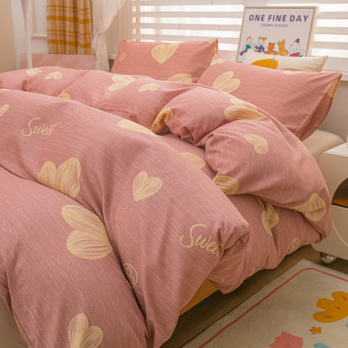 91家纺网 家纺一手货源 找家纺 （总）莎臣豹 2026新款水洗棉磨毛纯色简约风四件套（风格一）