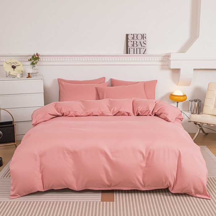 91家纺网 家纺一手货源 找家纺 莎臣豹 2026新款水洗棉磨毛纯色简约风四件套（风格一） 甜豆沙