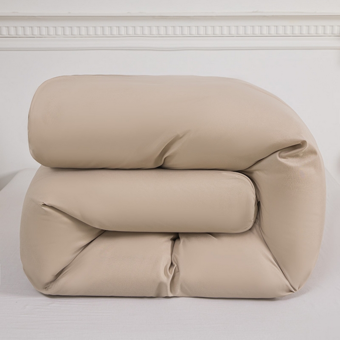 91家纺网 家纺一手货源 找家纺 莎臣豹 2026新款水洗棉磨毛纯色简约风四件套（风格一） 卡其