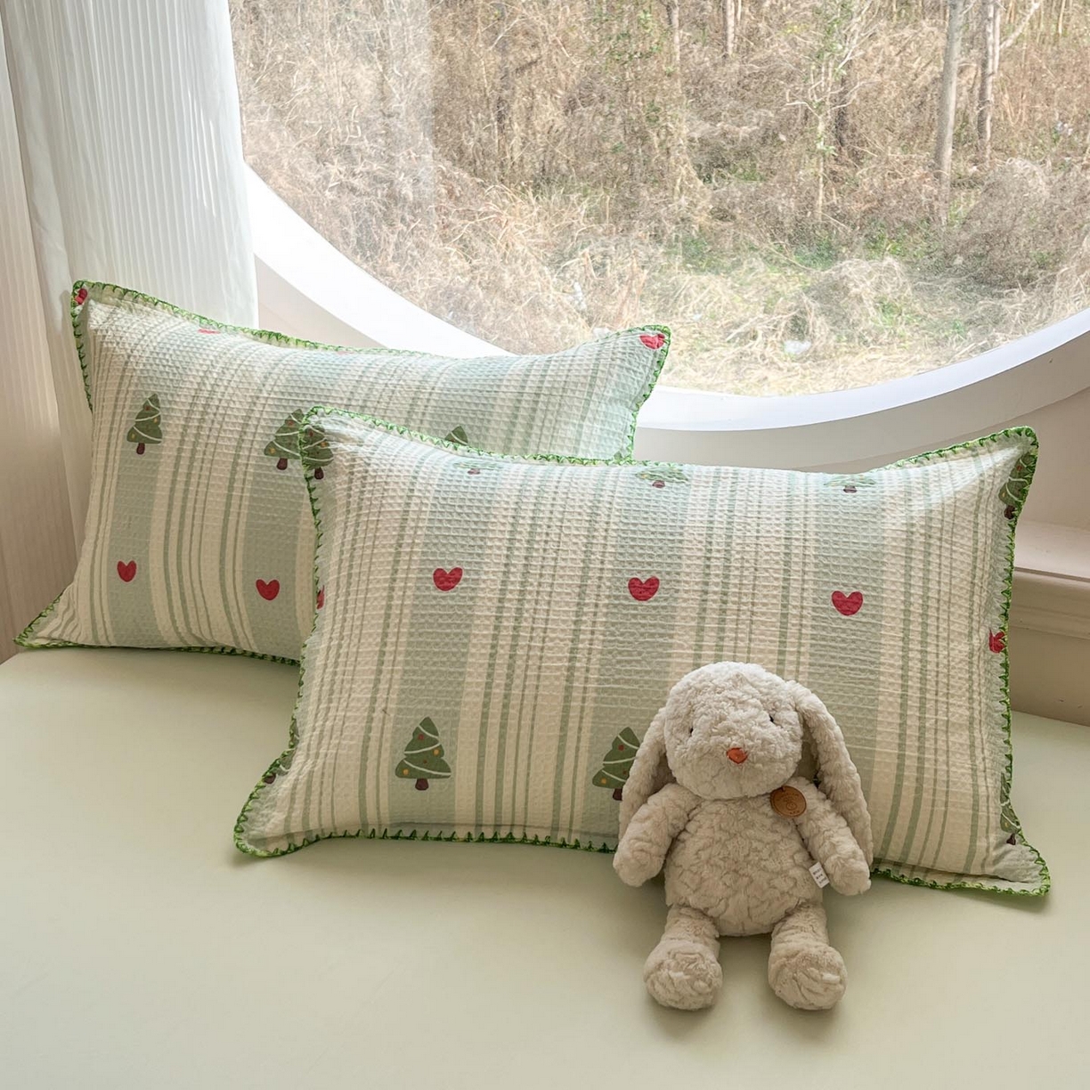 91家纺网 家纺一手货源 找家纺 涵宸家纺 2026新款全棉华夫格贝壳边四件套 青柠夏