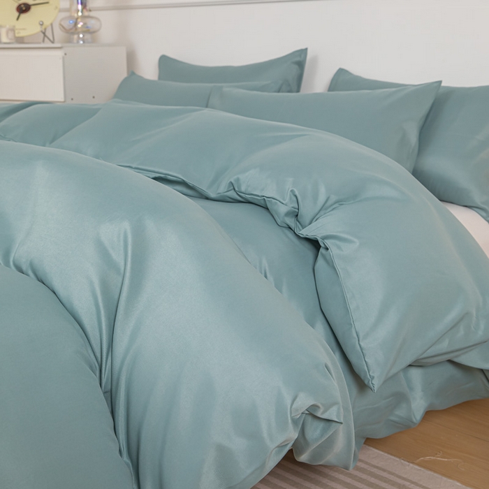 91家纺网 家纺一手货源 找家纺 （总）莎臣豹 2026新款水洗棉磨毛纯色简约风四件套（风格一）