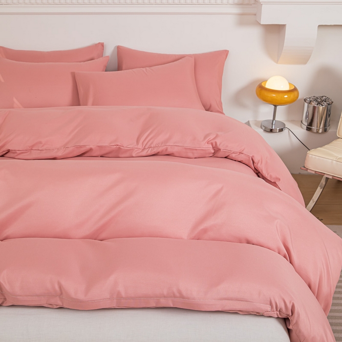 91家纺网 家纺一手货源 找家纺 莎臣豹 2026新款水洗棉磨毛纯色简约风四件套（风格一） 甜豆沙