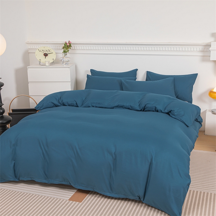 91家纺网 家纺一手货源 找家纺 （总）莎臣豹 2026新款水洗棉磨毛纯色简约风四件套（风格一）