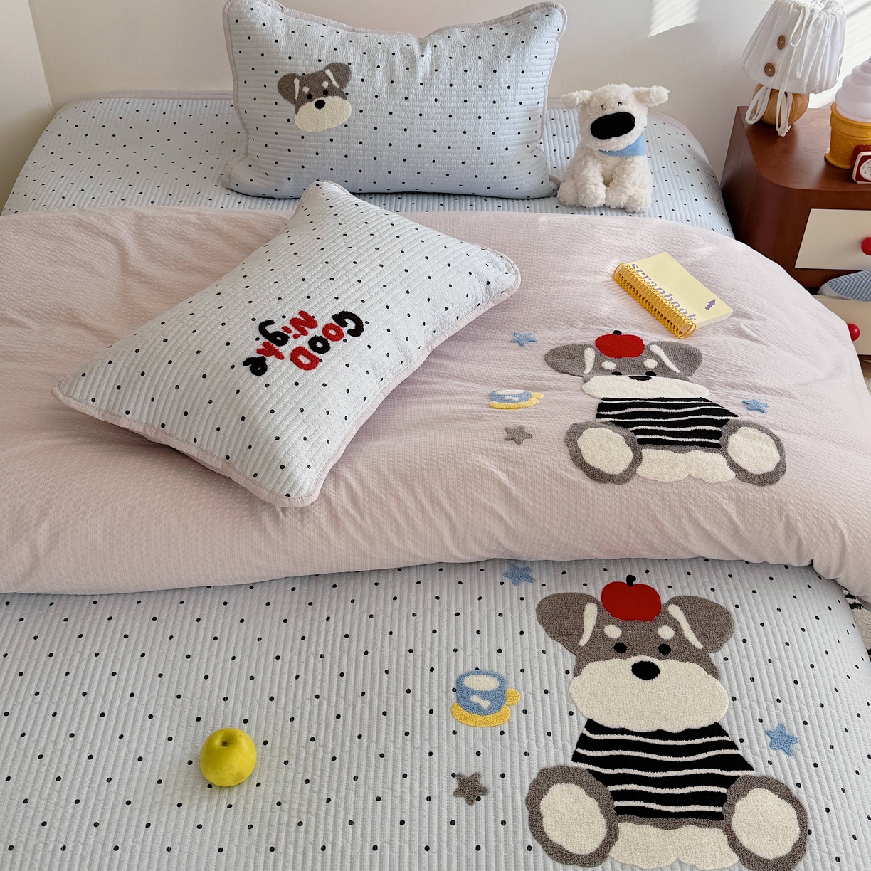 91家纺网 家纺一手货源 找家纺 顾里家纺 2026新款ins韩风床盖单品床盖单件三件套被套四件套 波点雪奈瑞