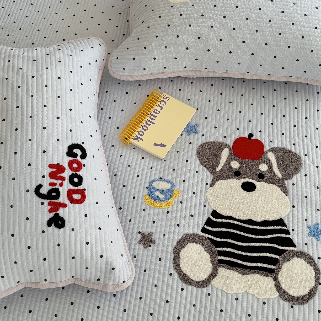 91家纺网 家纺一手货源 找家纺 顾里家纺 2026新款ins韩风床盖单品床盖单件三件套被套四件套 波点雪奈瑞