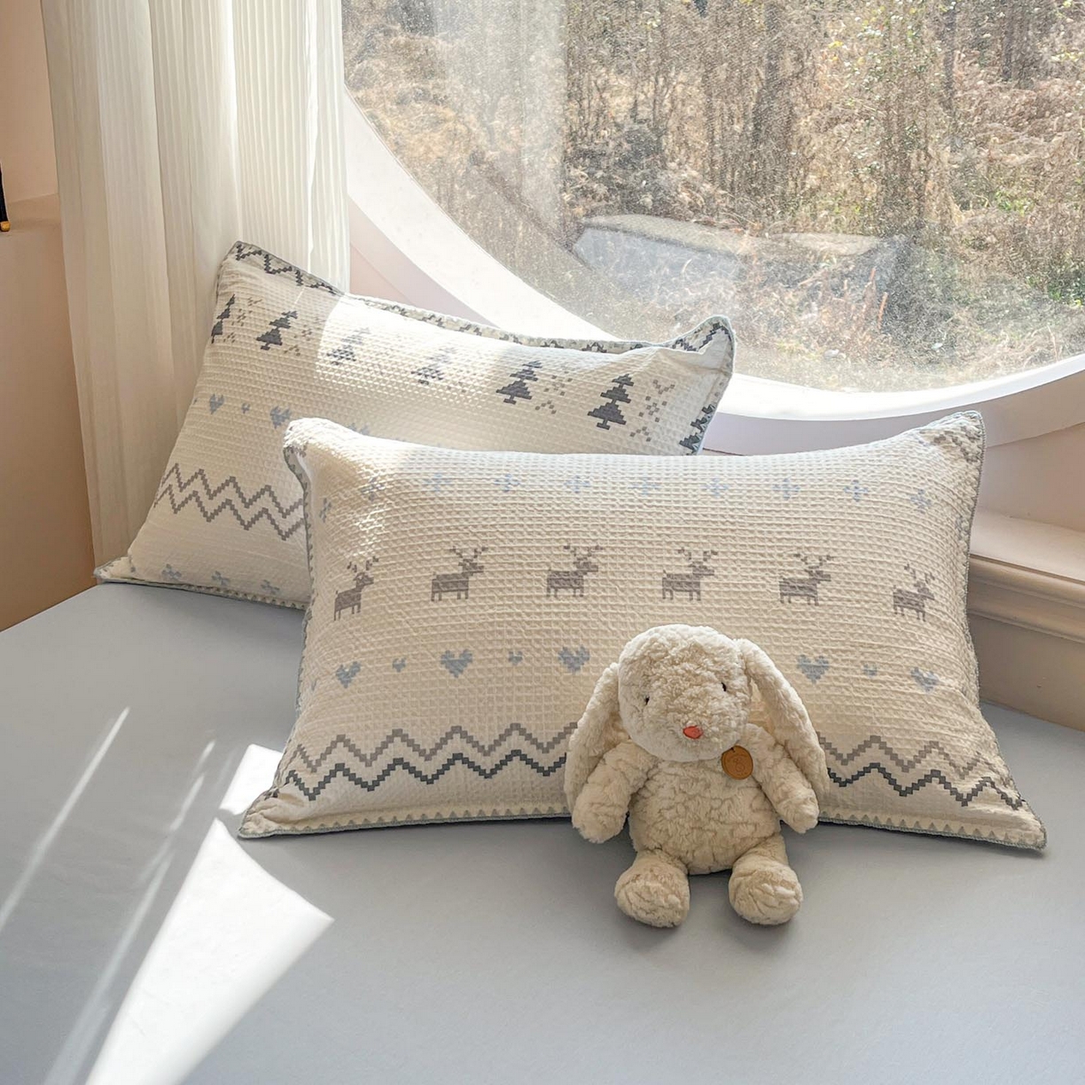 91家纺网 家纺一手货源 找家纺 涵宸家纺 2026新款全棉华夫格贝壳边四件套 童趣