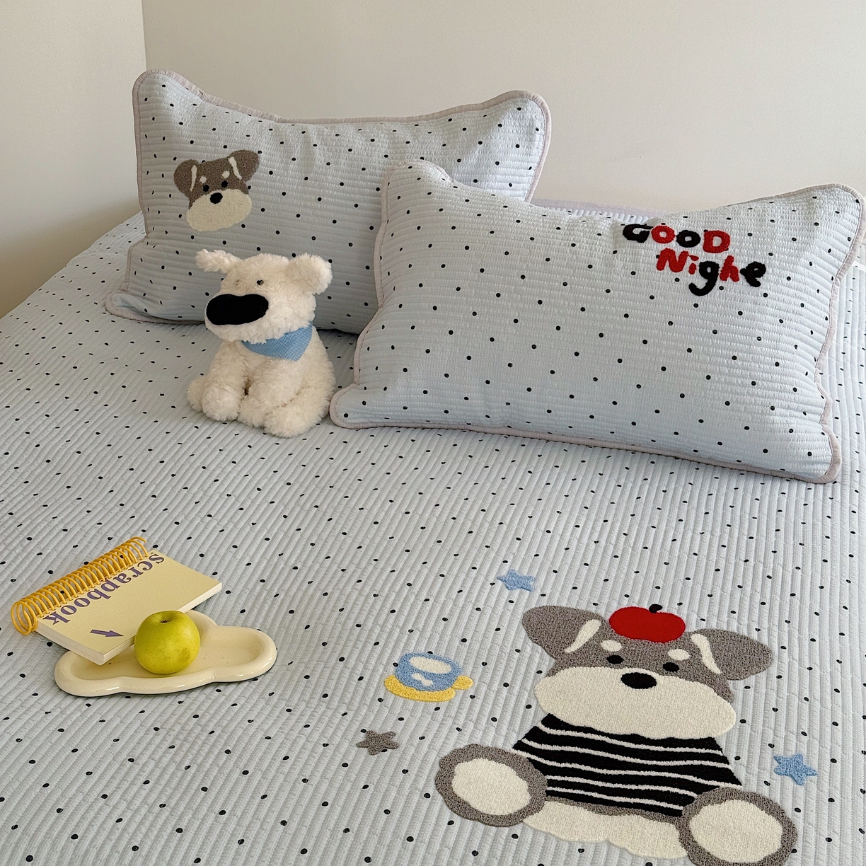 91家纺网 家纺一手货源 找家纺 顾里家纺 2026新款ins韩风床盖单品床盖单件三件套被套四件套 波点雪奈瑞