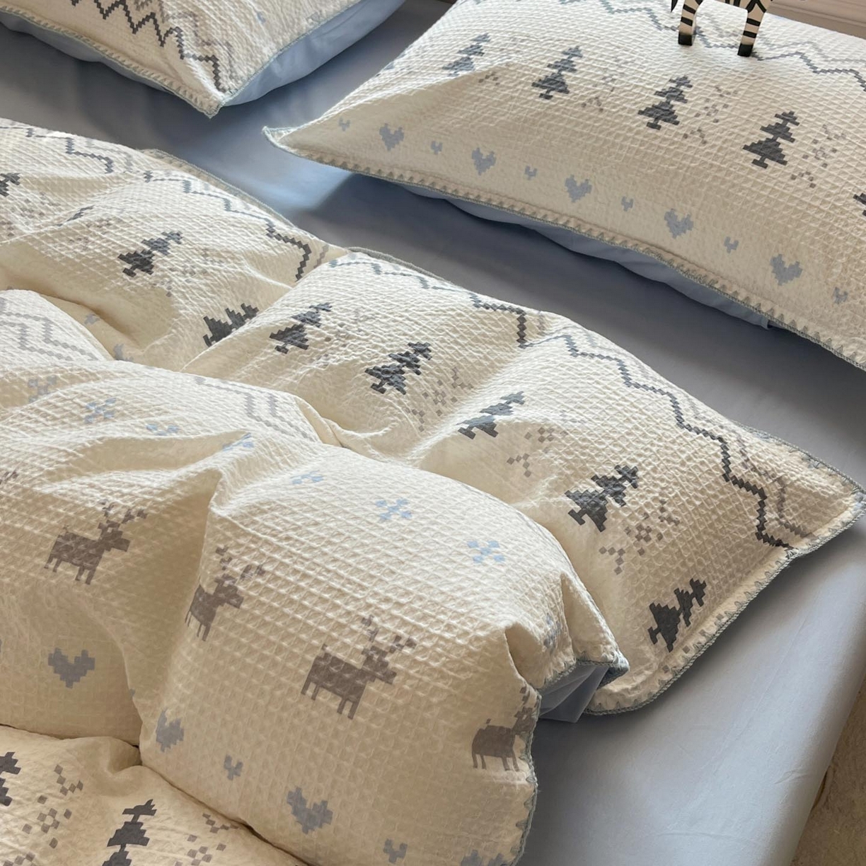 91家纺网 家纺一手货源 找家纺 涵宸家纺 2026新款全棉华夫格贝壳边四件套 童趣