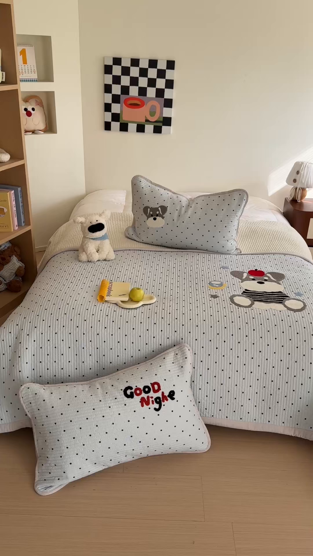 91家纺网 家纺一手货源 找家纺 顾里家纺 2026新款ins韩风床盖单品床盖单件三件套被套四件套 波点雪奈瑞