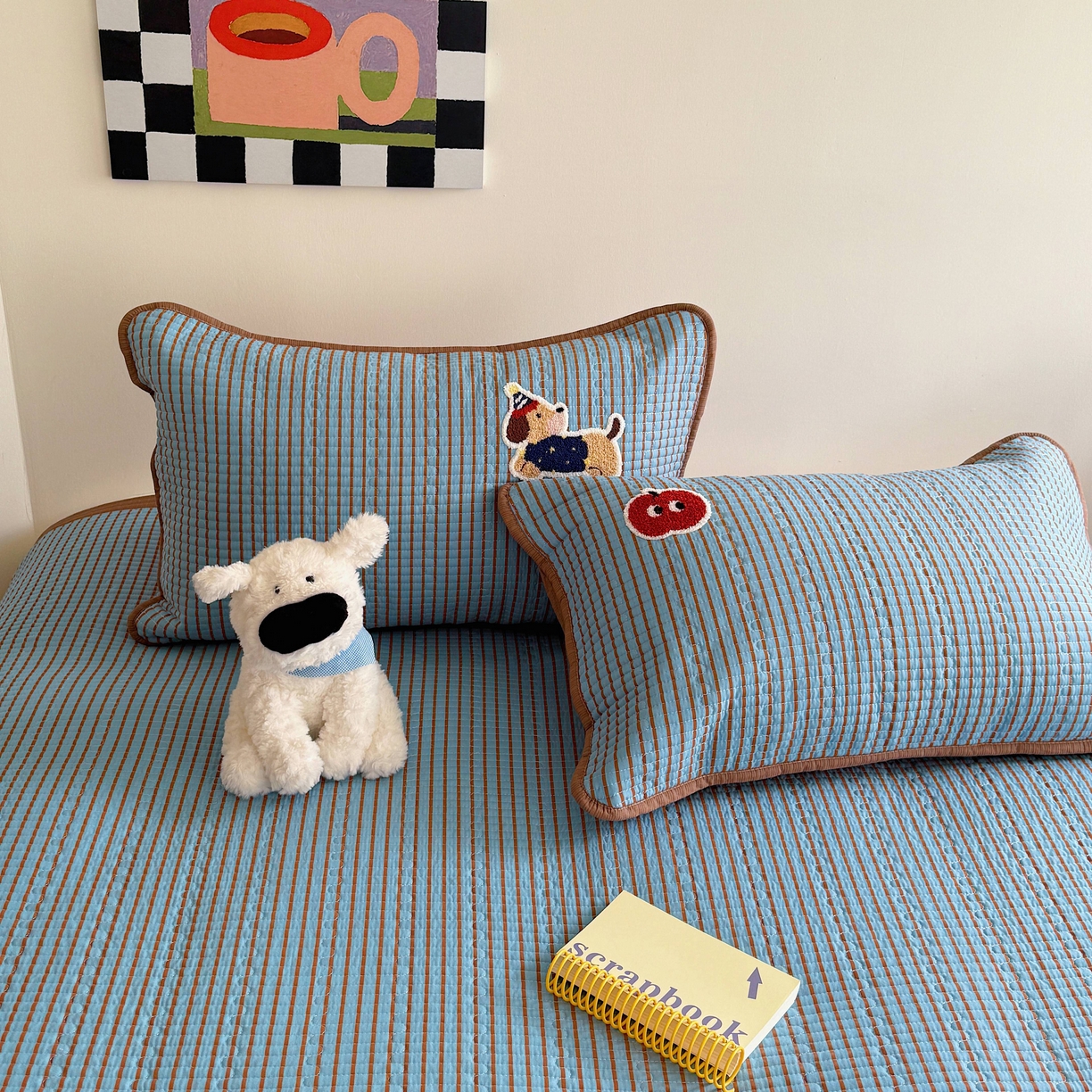 91家纺网 家纺一手货源 找家纺 顾里家纺 2026新款ins韩风床盖单品床盖单件三件套被套四件套 复古腊肠狗