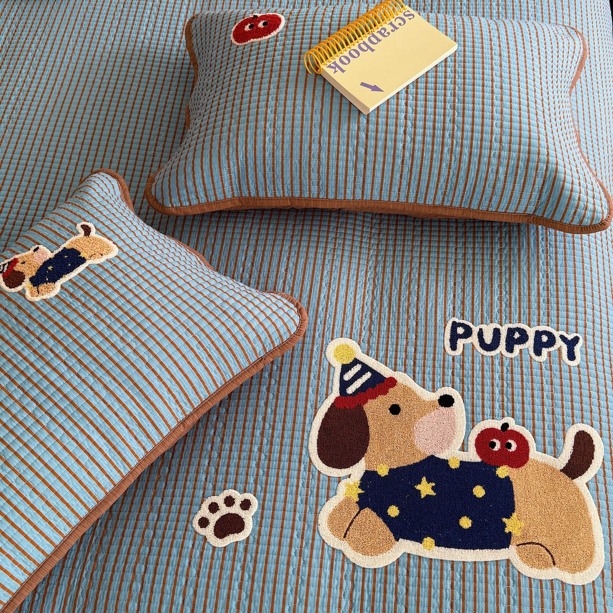 91家纺网 家纺一手货源 找家纺 顾里家纺 2026新款ins韩风床盖单品床盖单件三件套被套四件套 复古腊肠狗