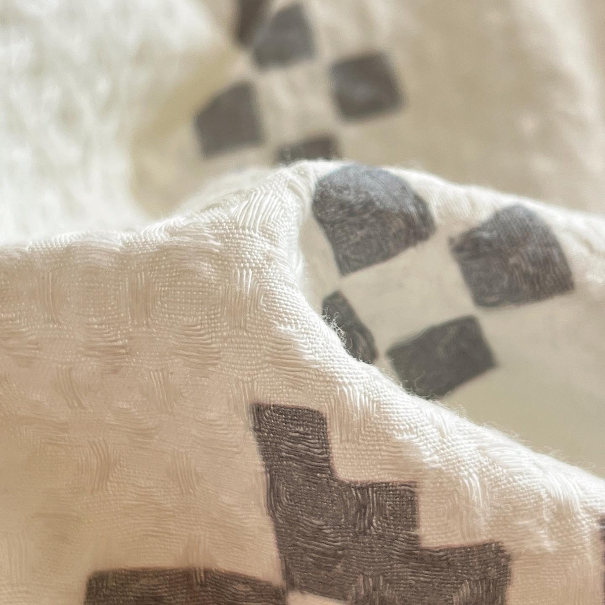 91家纺网 家纺一手货源 找家纺 涵宸家纺 2026新款全棉华夫格贝壳边四件套 雾漫纱