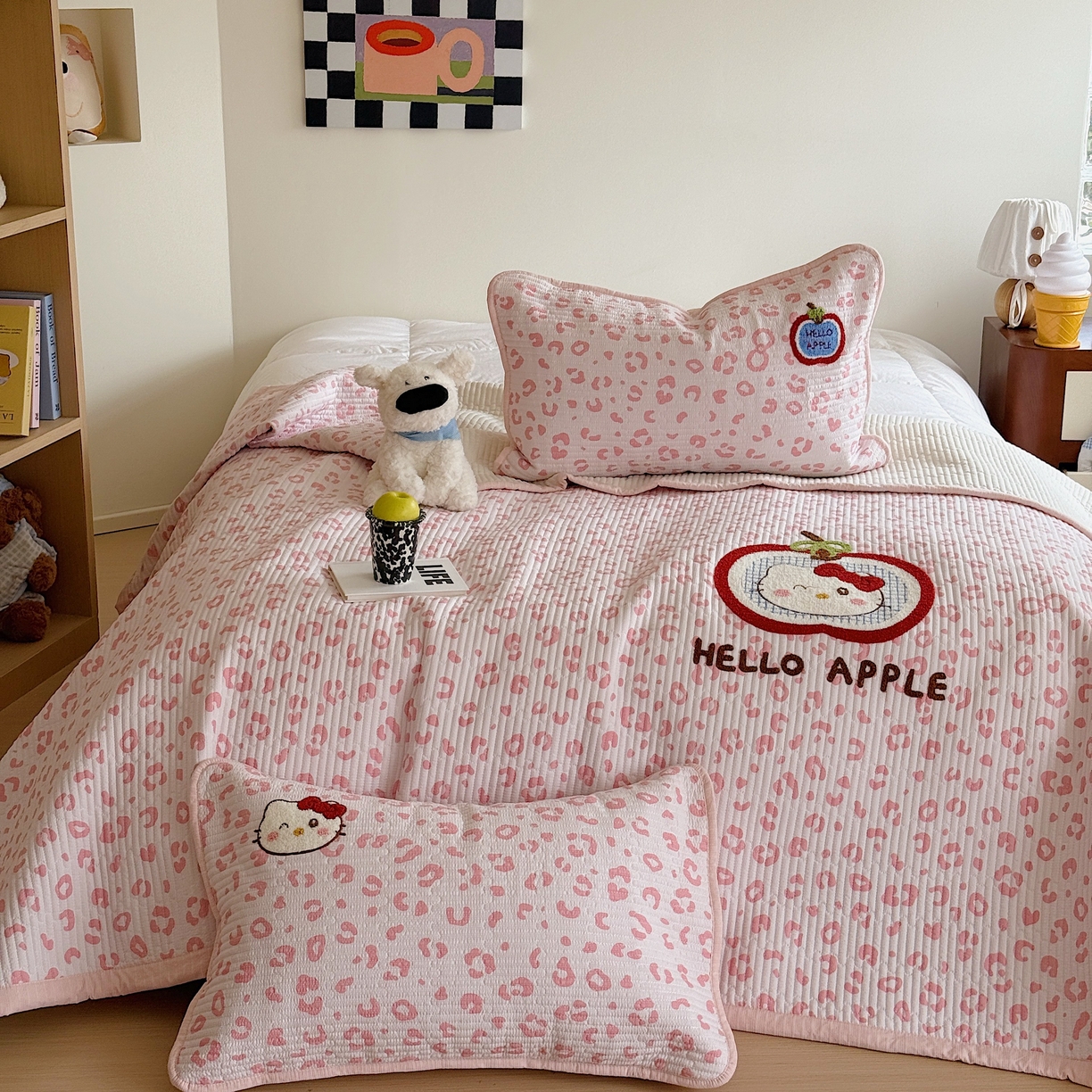 91家纺网 家纺一手货源 找家纺 顾里家纺 2026新款ins韩风床盖单品床盖单件三件套被套四件套 苹果甜猫