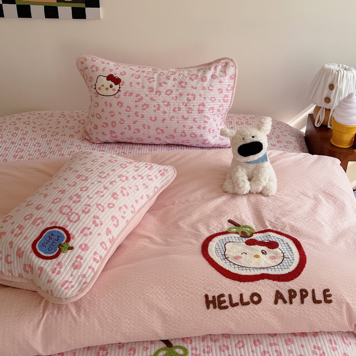 91家纺网 家纺一手货源 找家纺 顾里家纺 2026新款ins韩风床盖单品床盖单件三件套被套四件套 苹果甜猫