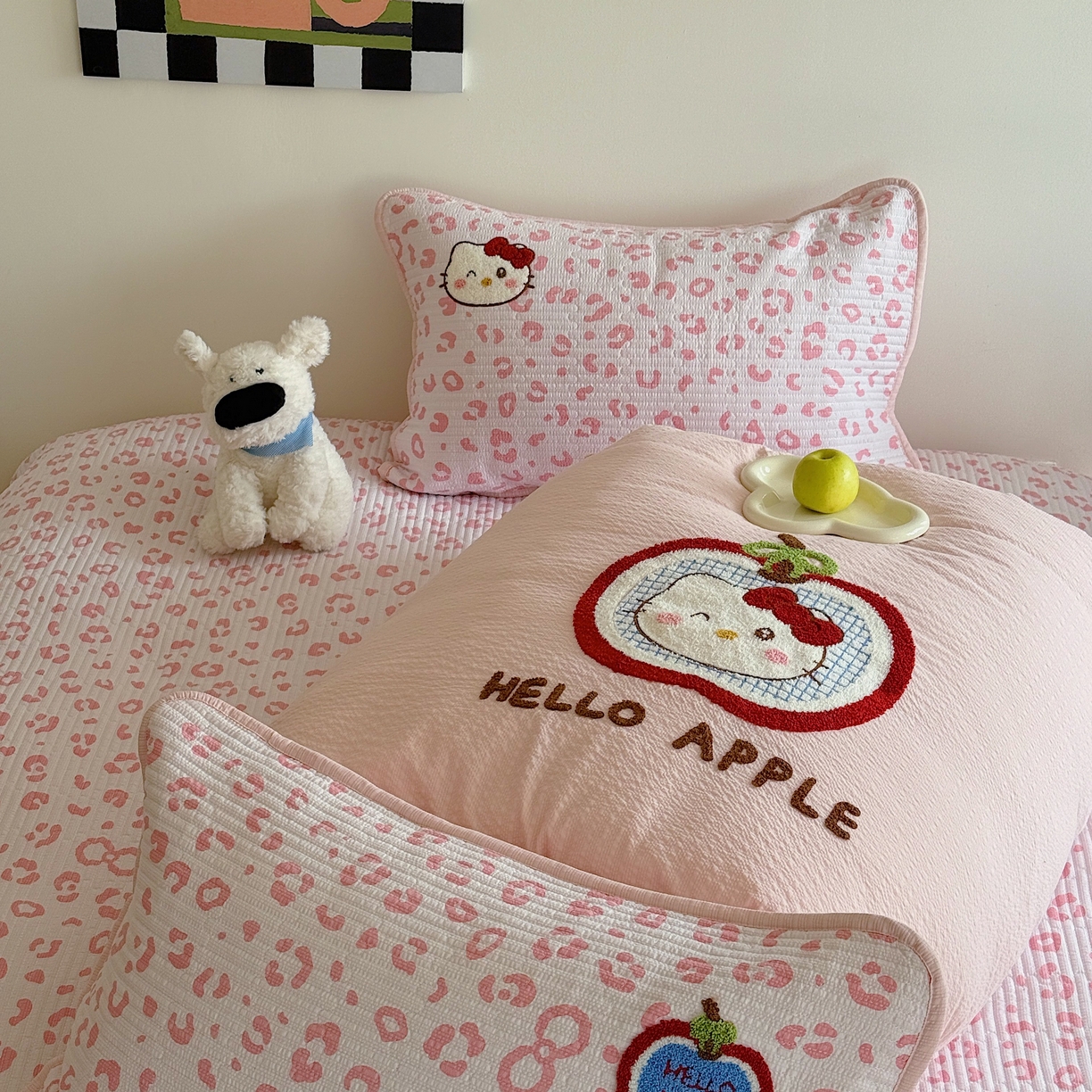 91家纺网 家纺一手货源 找家纺 顾里家纺 2026新款ins韩风床盖单品床盖单件三件套被套四件套 苹果甜猫