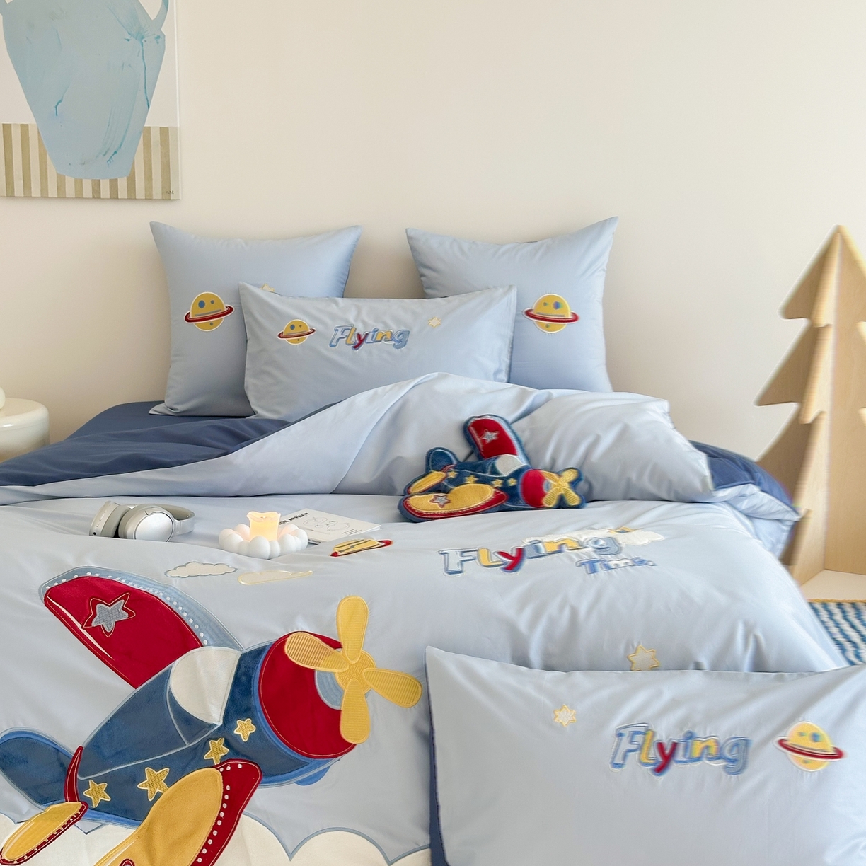 91家纺网 家纺一手货源 找家纺 （总）西西家居 2026新款100S长绒棉全棉纯棉四件套-飞行日记