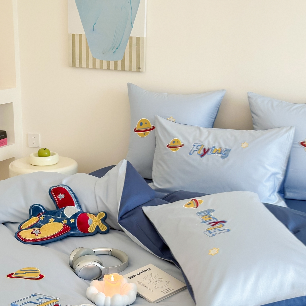 91家纺网 家纺一手货源 找家纺 （总）西西家居 2026新款100S长绒棉全棉纯棉四件套-飞行日记