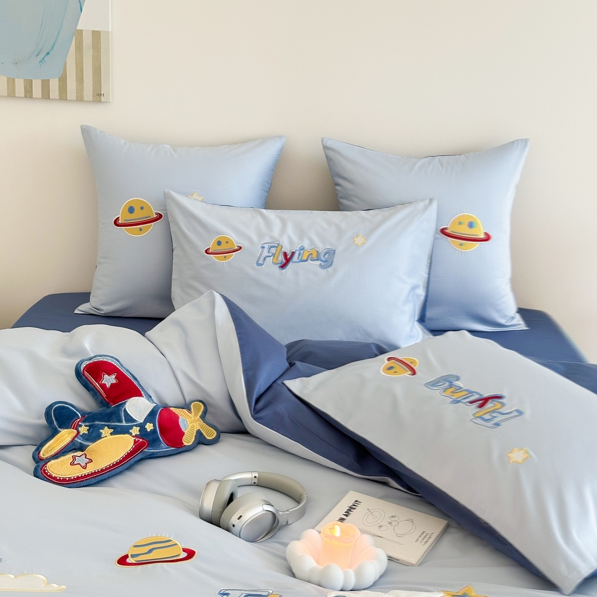 91家纺网 家纺一手货源 找家纺 （总）西西家居 2026新款100S长绒棉全棉纯棉四件套-飞行日记