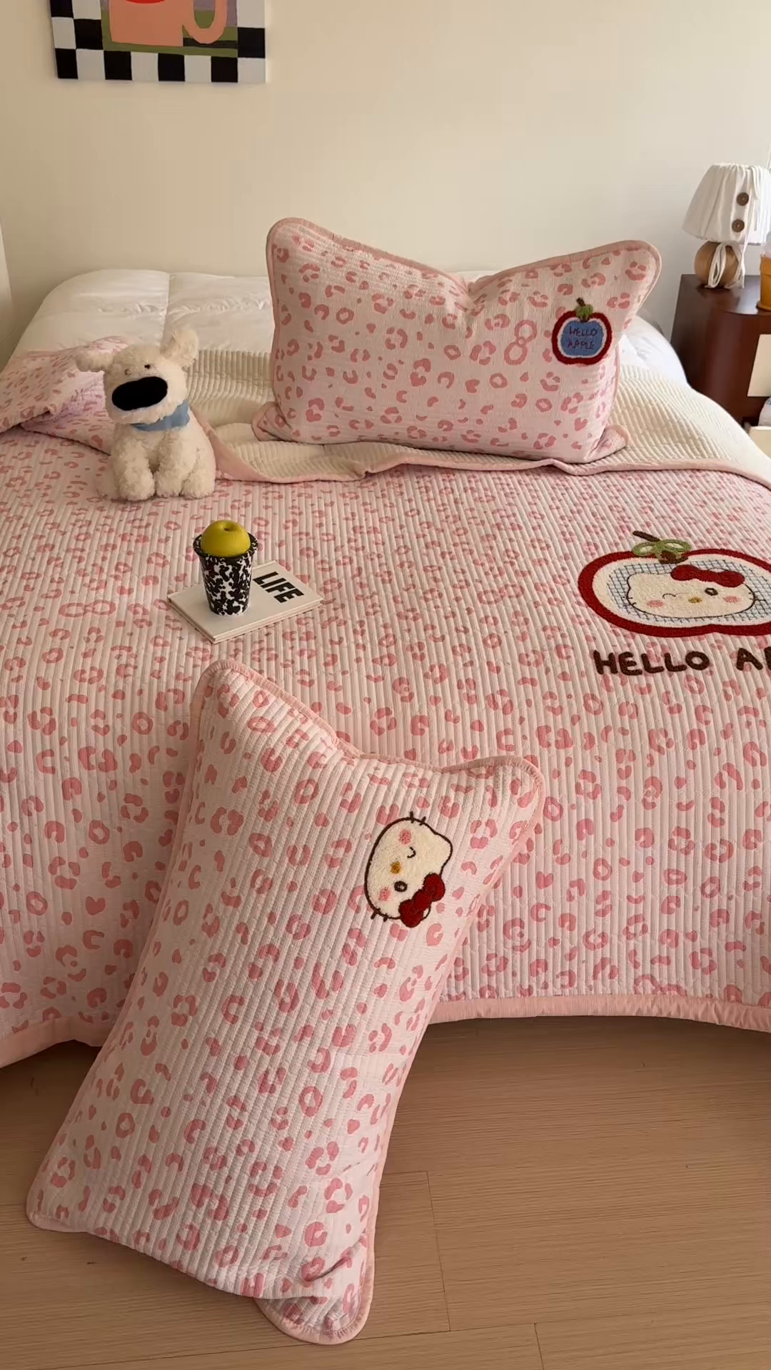 91家纺网 家纺一手货源 找家纺 顾里家纺 2026新款ins韩风床盖单品床盖单件三件套被套四件套 苹果甜猫