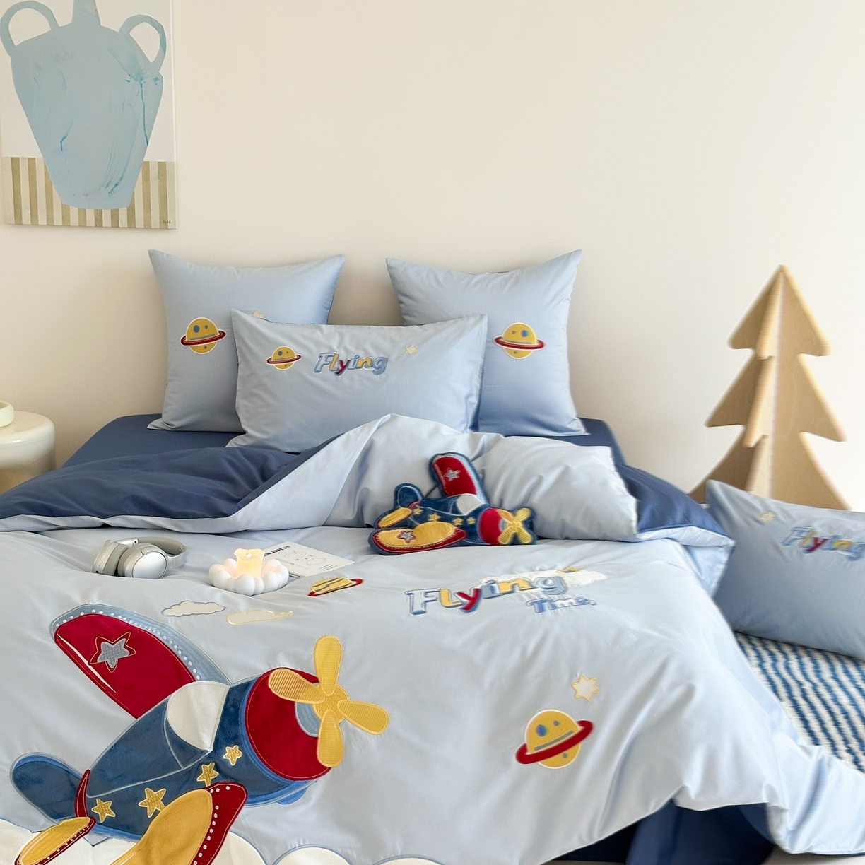 91家纺网 家纺一手货源 找家纺 （总）西西家居 2026新款100S长绒棉全棉纯棉四件套-飞行日记