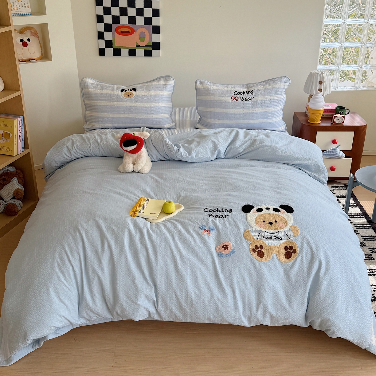 91家纺网 家纺一手货源 找家纺 顾里家纺 2026新款ins韩风床盖单品床盖单件三件套被套四件套 熊猫小熊