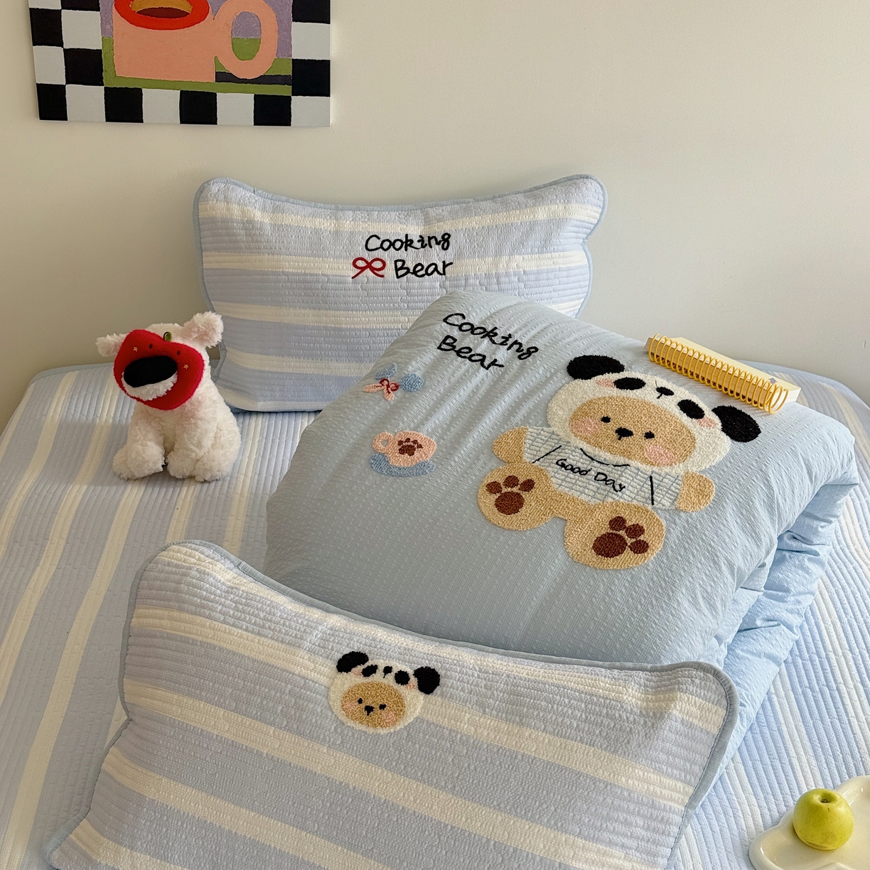 91家纺网 家纺一手货源 找家纺 顾里家纺 2026新款ins韩风床盖单品床盖单件三件套被套四件套 熊猫小熊