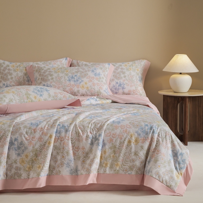 91家纺网 家纺一手货源 找家纺 柒月家居 2026新款凉感冰丝夏被空调被夏凉被 初夏