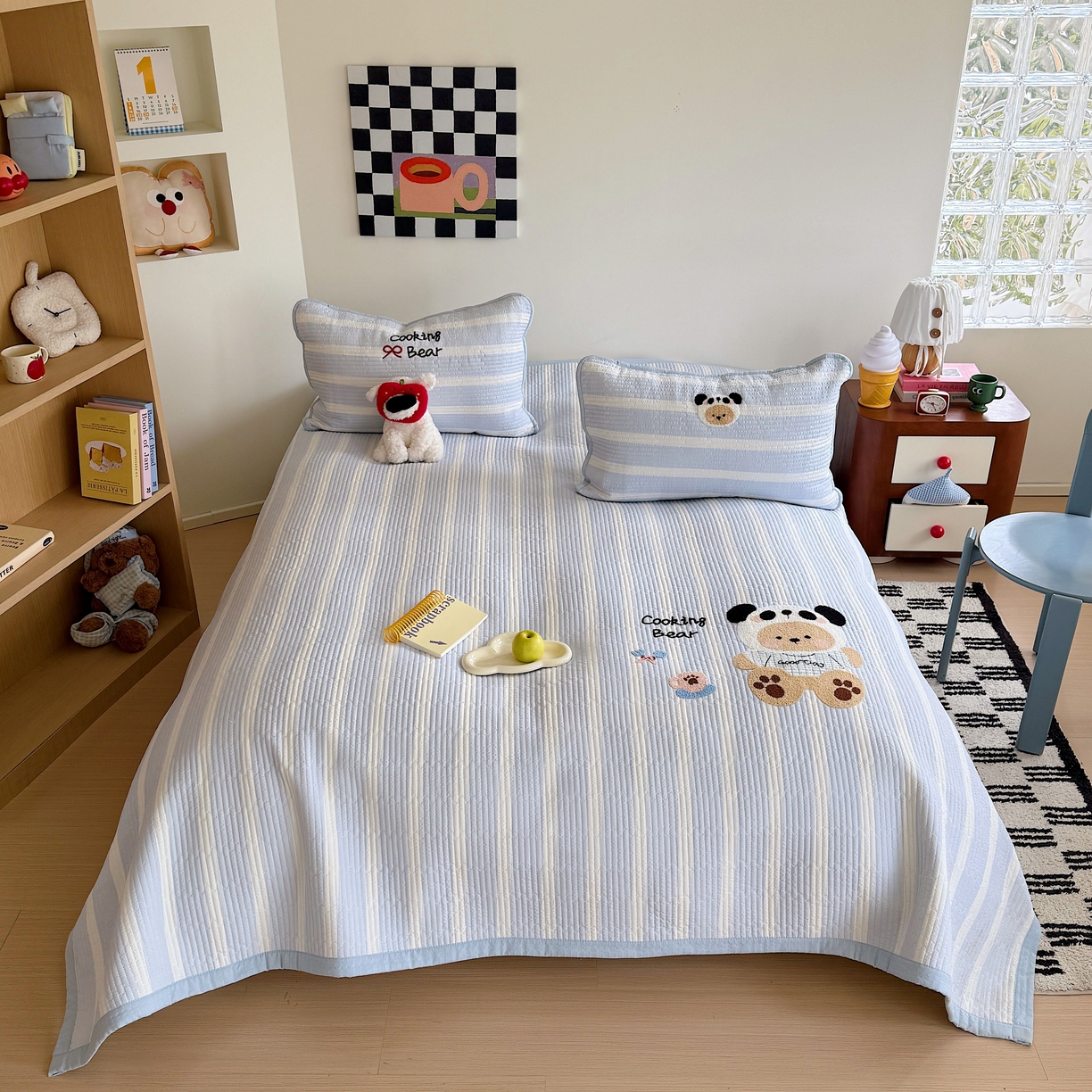 91家纺网 家纺一手货源 找家纺 顾里家纺 2026新款ins韩风床盖单品床盖单件三件套被套四件套 熊猫小熊