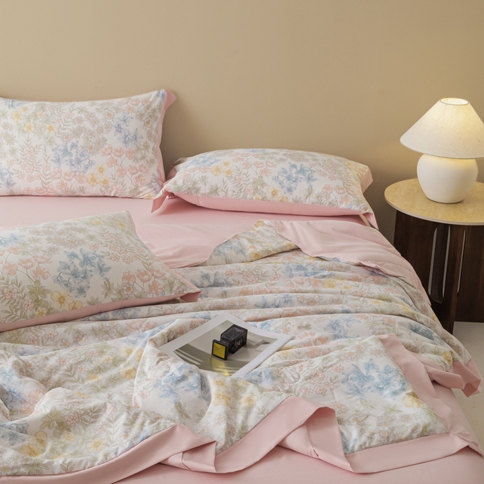 91家纺网 家纺一手货源 找家纺 柒月家居 2026新款凉感冰丝夏被空调被夏凉被 初夏