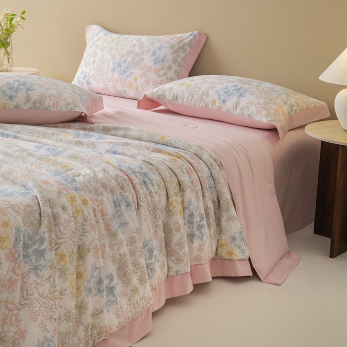 91家纺网 家纺一手货源 找家纺 柒月家居 2026新款凉感冰丝夏被空调被夏凉被 初夏