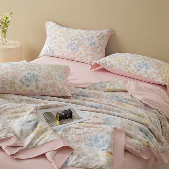 91家纺网 家纺一手货源 找家纺 柒月家居 2026新款凉感冰丝夏被空调被夏凉被 初夏