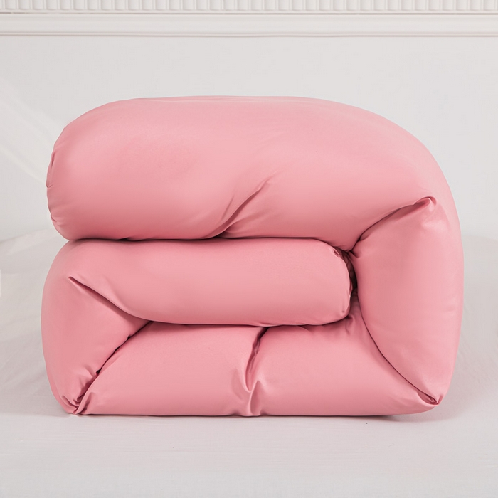 91家纺网 家纺一手货源 找家纺 莎臣豹 2026新款水洗棉磨毛纯色简约风四件套（风格一） 公主粉