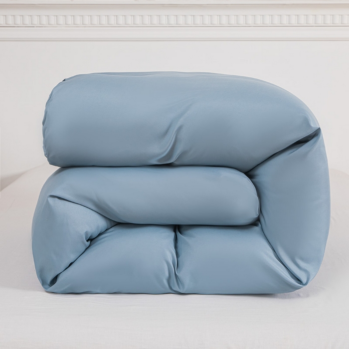 91家纺网 家纺一手货源 找家纺 莎臣豹 2026新款水洗棉磨毛纯色简约风四件套（风格一） 雾霾蓝