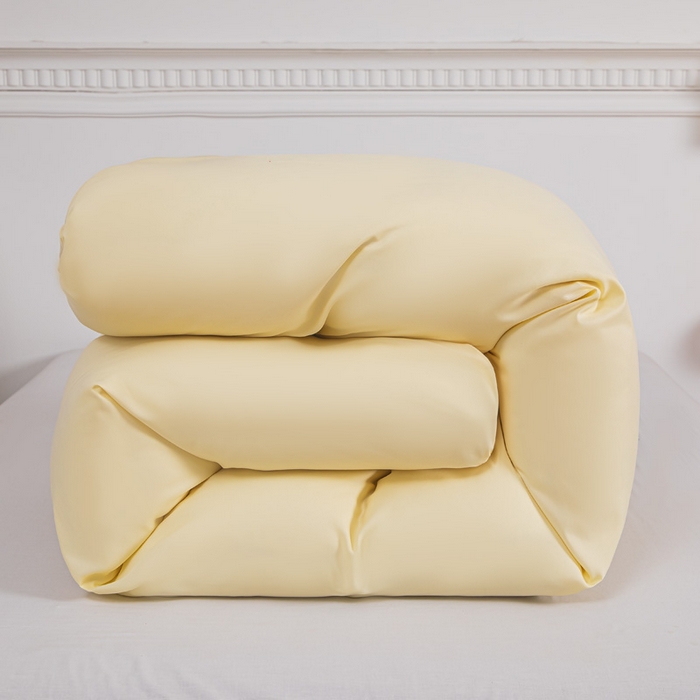 91家纺网 家纺一手货源 找家纺 莎臣豹 2026新款水洗棉磨毛纯色简约风四件套（风格一） 嫩黄