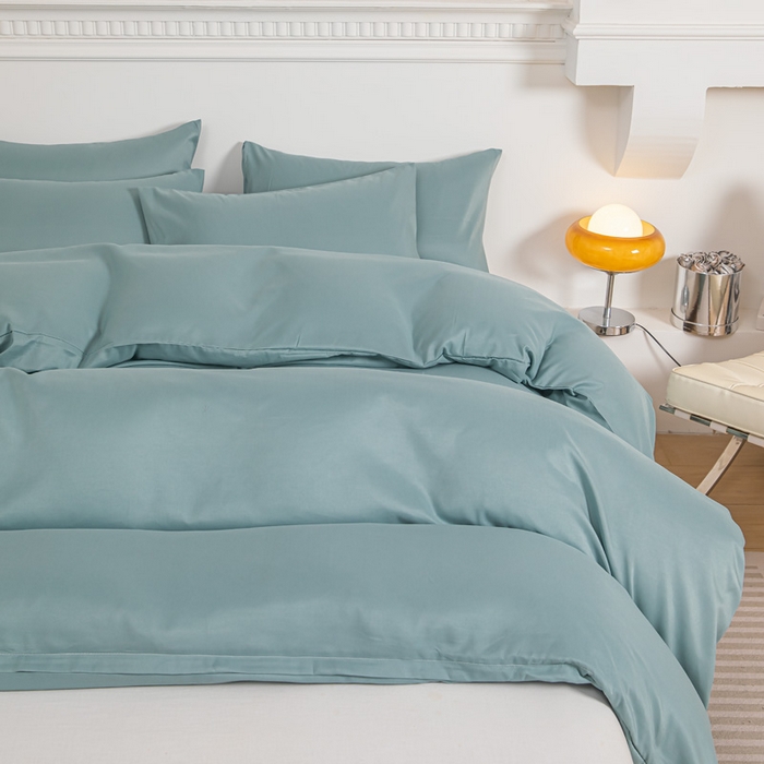 91家纺网 家纺一手货源 找家纺 莎臣豹 2026新款水洗棉磨毛纯色简约风四件套（风格一） 豆绿