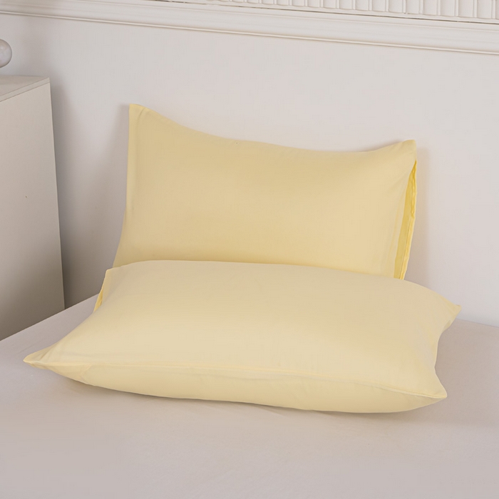 91家纺网 家纺一手货源 找家纺 莎臣豹 2026新款水洗棉磨毛纯色简约风四件套（风格一） 嫩黄