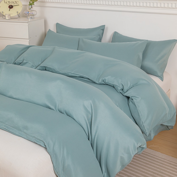 91家纺网 家纺一手货源 找家纺 莎臣豹 2026新款水洗棉磨毛纯色简约风四件套（风格一） 豆绿