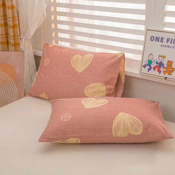 91家纺网 家纺一手货源 找家纺 莎臣豹 2026新款水洗棉磨毛纯色简约风四件套（风格一） 甜蜜的心