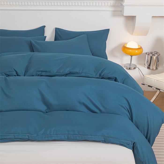 91家纺网 家纺一手货源 找家纺 莎臣豹 2026新款水洗棉磨毛纯色简约风四件套（风格一） 宝蓝