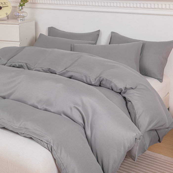 91家纺网 家纺一手货源 找家纺 莎臣豹 2026新款水洗棉磨毛纯色简约风四件套（风格一） 绅士灰（浅灰）