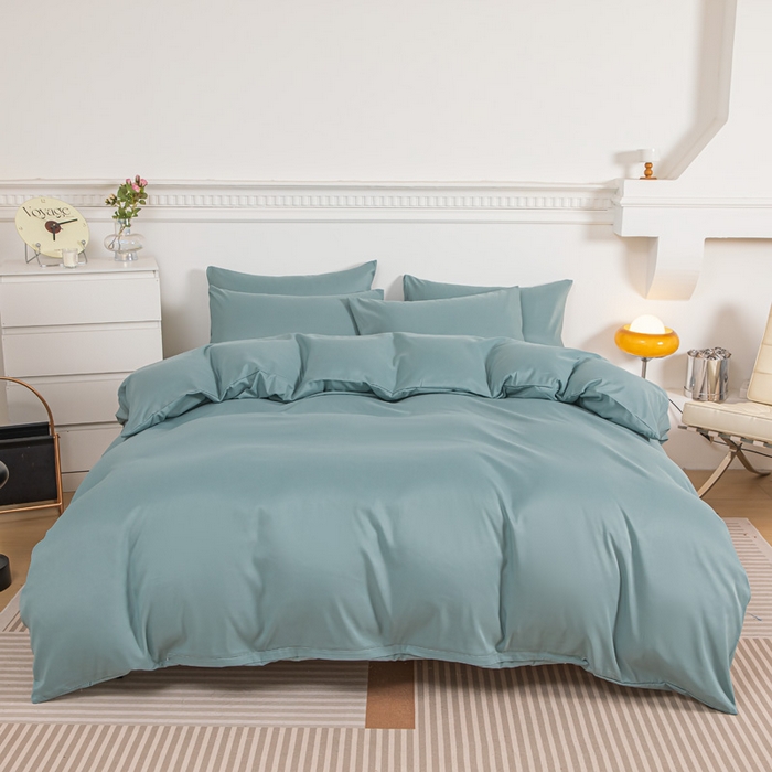 91家纺网 家纺一手货源 找家纺 莎臣豹 2026新款水洗棉磨毛纯色简约风四件套（风格一） 豆绿