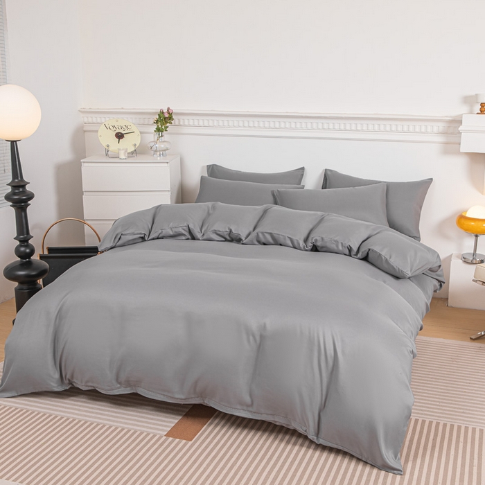 91家纺网 家纺一手货源 找家纺 莎臣豹 2026新款水洗棉磨毛纯色简约风四件套（风格一） 绅士灰（浅灰）