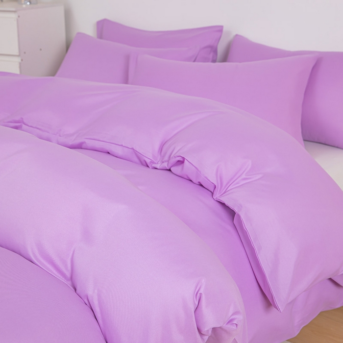 莎臣豹 2026新款水洗棉磨毛纯色简约风四件套（风格一） 丁香紫
