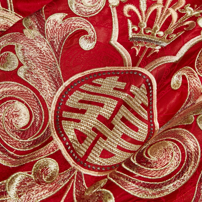 91家纺网 家纺一手货源 找家纺 （总）东方合美（原：皇家传奇） 2026新款新中式贡缎提花凤冠霞帔婚庆四件套